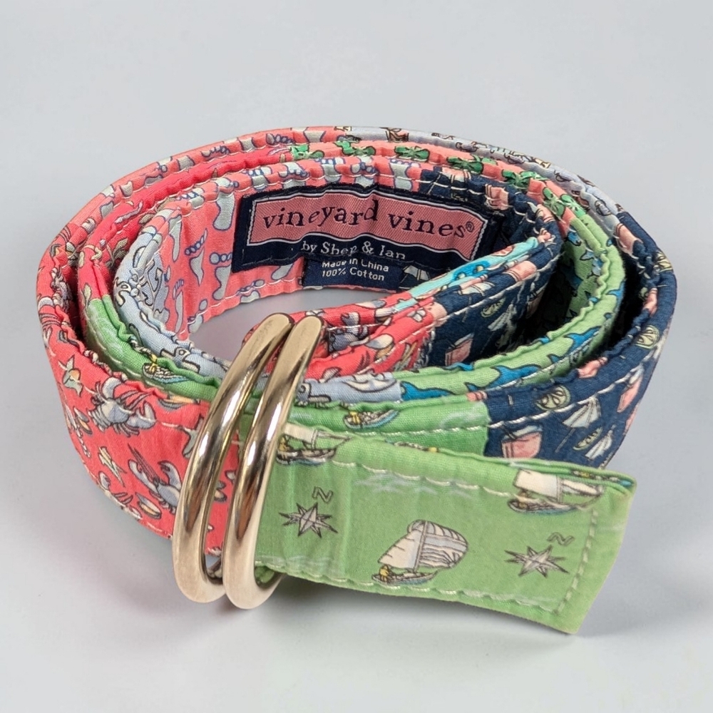 Vineyard Vines Patchwork Nautical D-Ring Belt Lob… - image 1